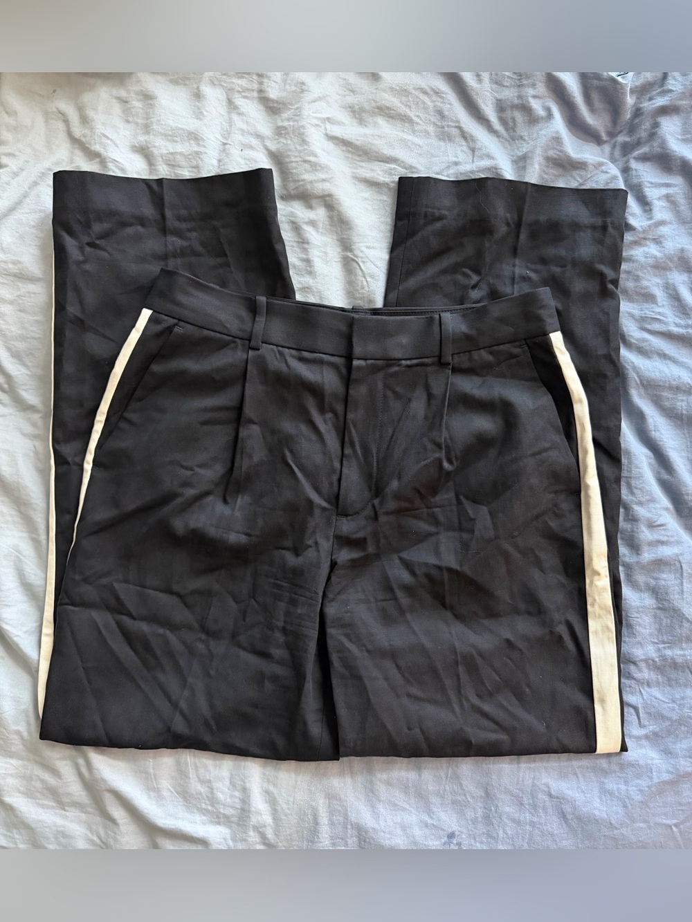 Madewell Black Tuxedo Harlow Wide-Leg Pants Size 14 Pleated High Rise